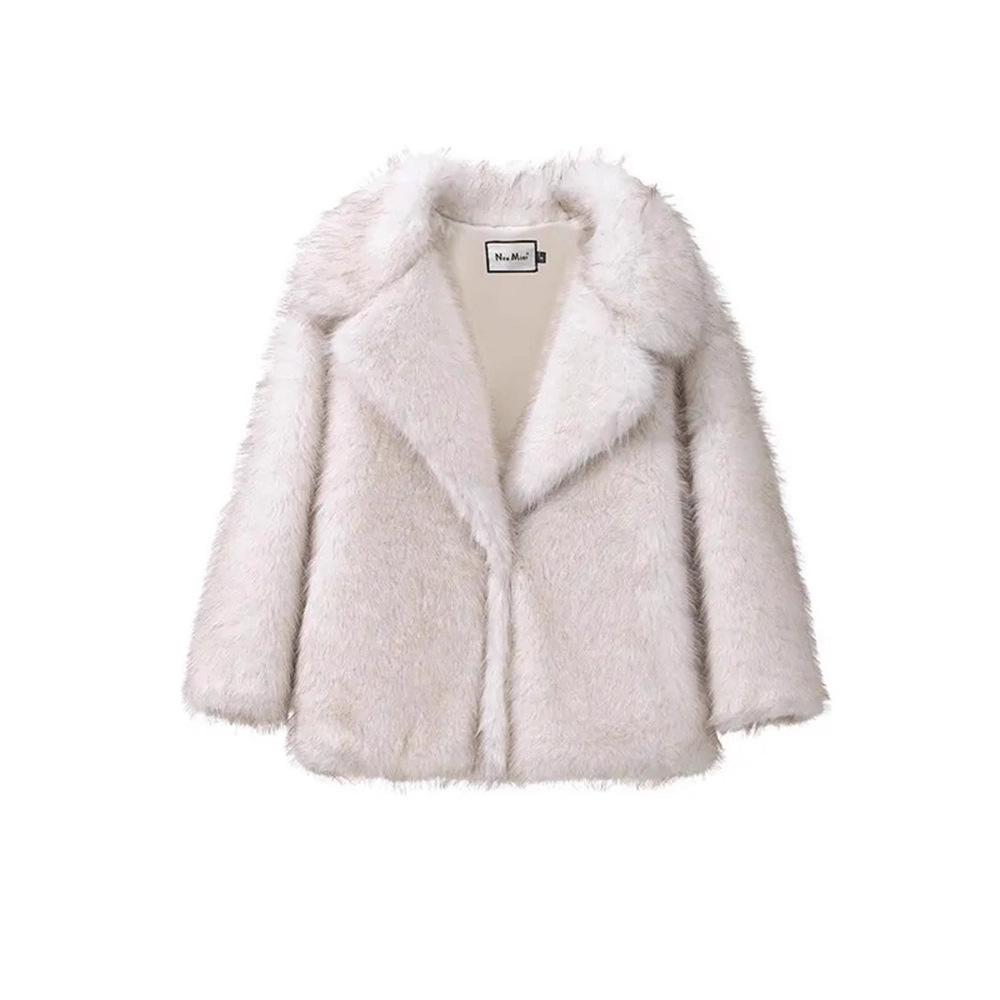 Winter white dyed sharp imitation fox hair medium and long suit hair light environmentally friendly fur jacket women