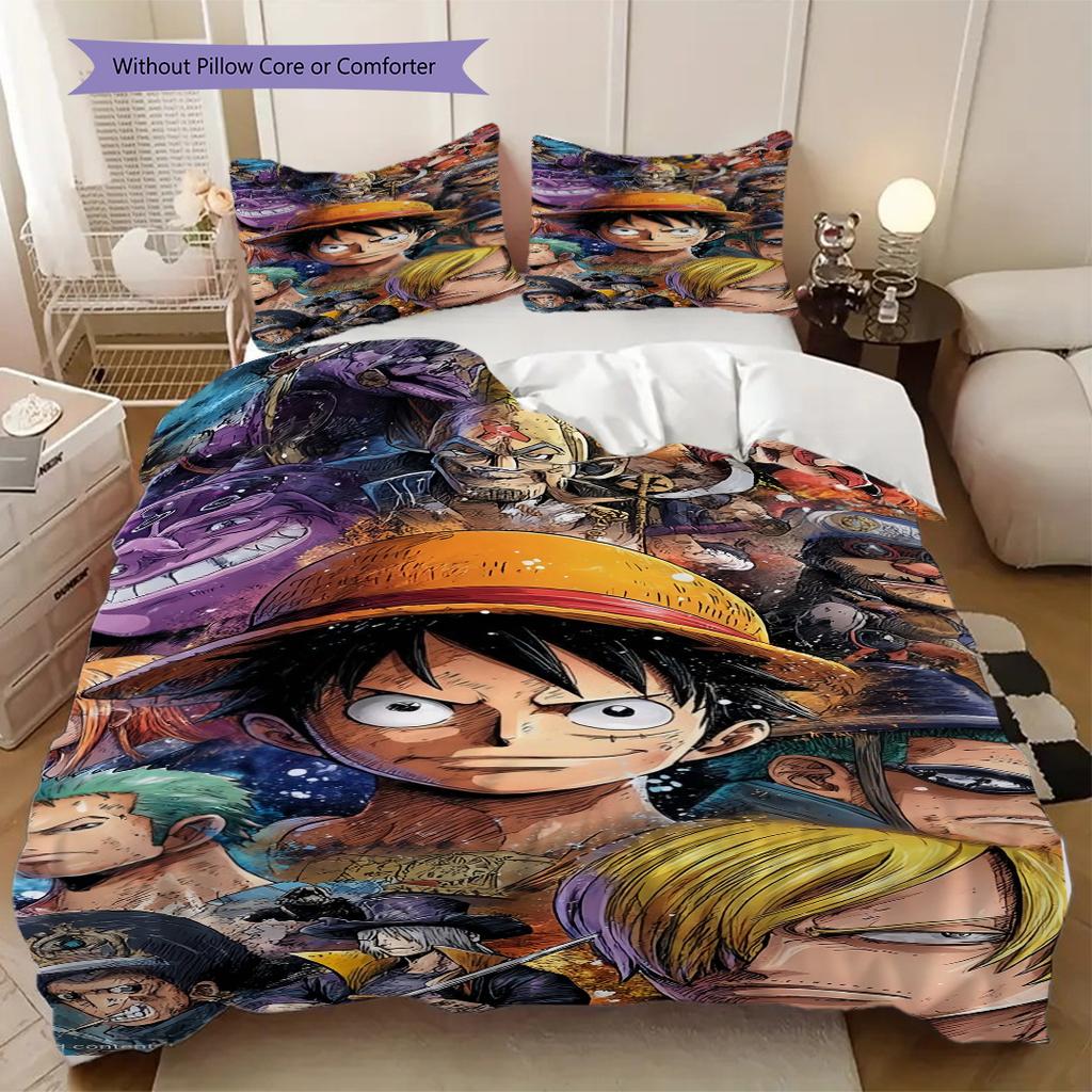 Anime One Piece Puzzle Soft Comfortable Duvet Cover, Children's Bedding Set Gift, Various Sizes Available LXR168