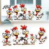Decoratieve Boerderij Glasfolie Cartoon Haan Statische Sticker, Grappige Hanen Raamstickers, PVC Verwijderbare Makkelijk Aan te Brengen Stickers Decal, Waterdicht
