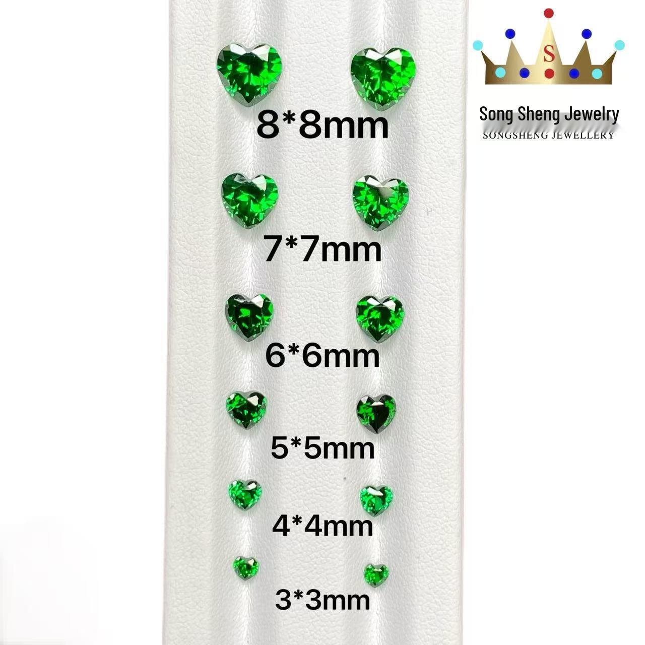 Heart-Shaped Faceted Tsavorite Green Cubic Zirconia Ring Heart-shaped 3x3mm