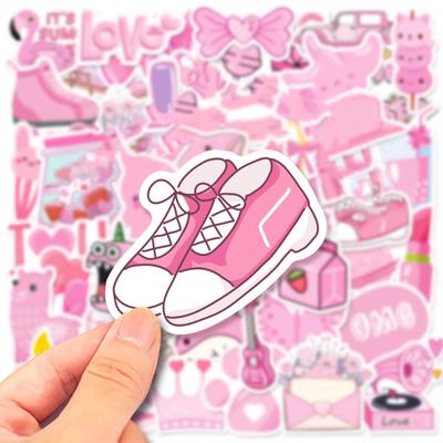 50 Stück rosa Graffiti-Aufkleber für Mädchen im adretten Stil, wasserdicht, lichtbeständig, für Scrapbooking, Laptops, Notebooks, Wände