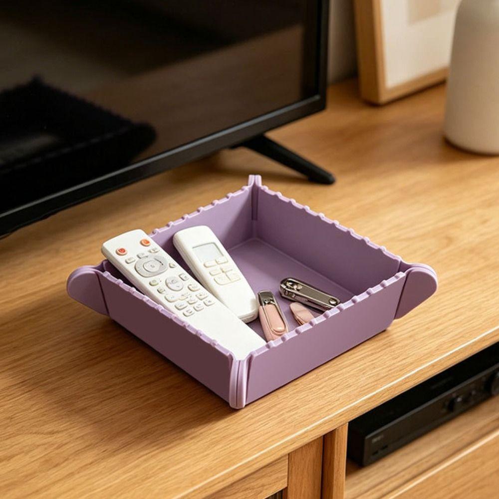 Silicone Magnetic Storage Box Non-slip Foldable Camping Plates Collapsible Snack Tray  Hiking
