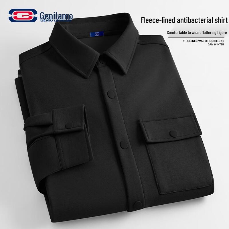 Men s Fleece-Lined Casual Long-Sleeve Shirt 3XL