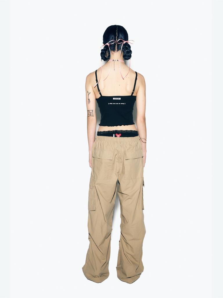 ASIF CALIE Parachute Cargo Pants Beige