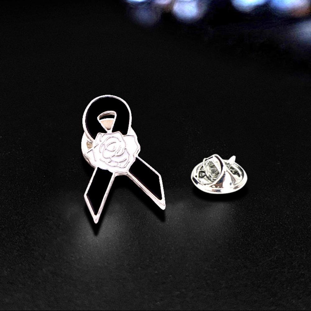 

Vintage Black Ribbon Pin Awareness Funerals Memorial Pin Simple Black Bow Brooch Pin Party Style 1