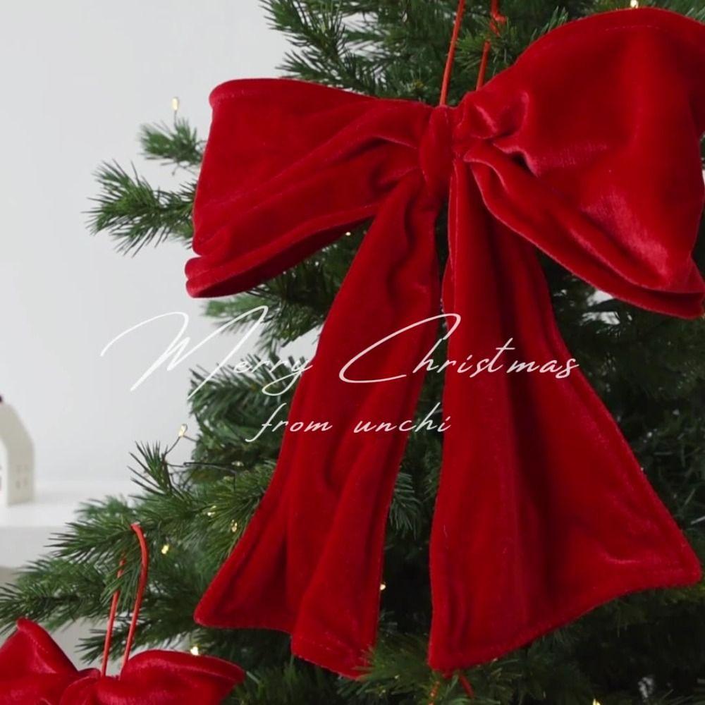 Neuer roter Schleifenanhänger verformbar Flanell Aufhängbarer Weihnachtsanhänger Große DIY Weihnachtsbaumdekorationen Frohe Weihnachten