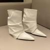 Designer Pointed Toe Women Ankle Boot Pleated Thin Heels Short Boots Street Style  Autumn Winter SEXY Fashion Women Boots
