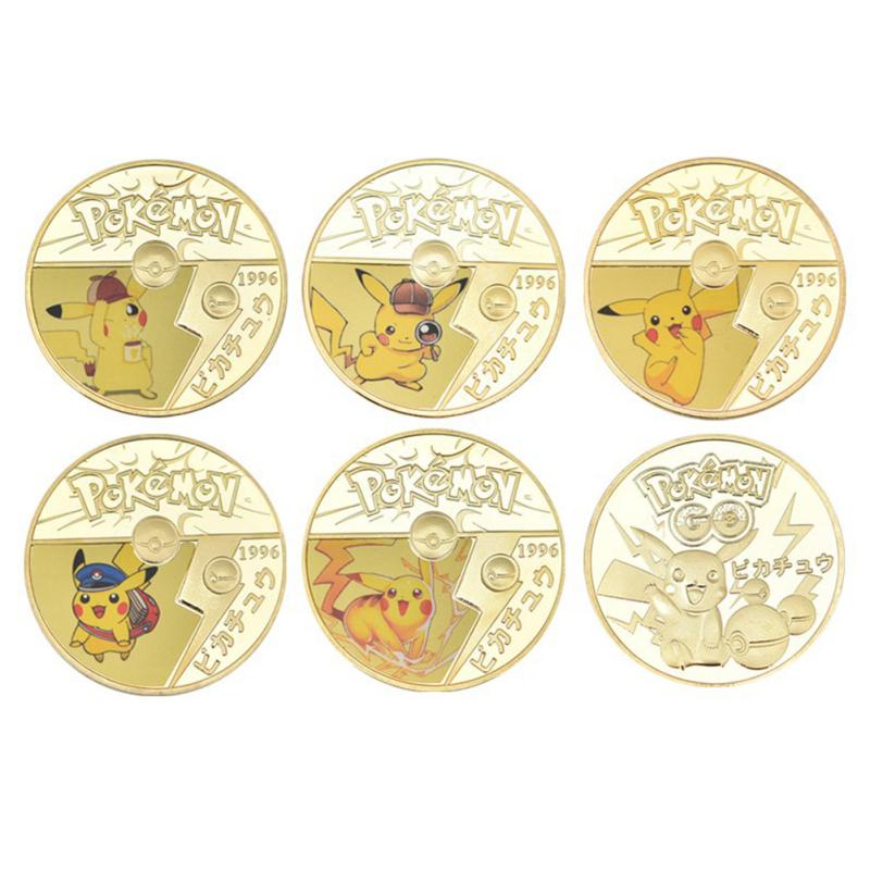 Pokemon Pikachu Commemorative Coin With Gift Box Cartoon Anime Commemorative Badge For Fans
