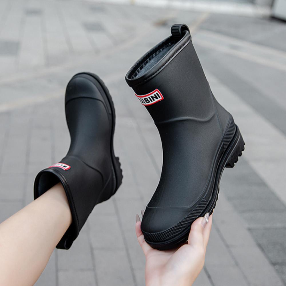 Rain Boots for Women, Mid-tube Rain Boots, Anti-wear Lightweight Wading Shoes, Kitchen Rubber Shoes