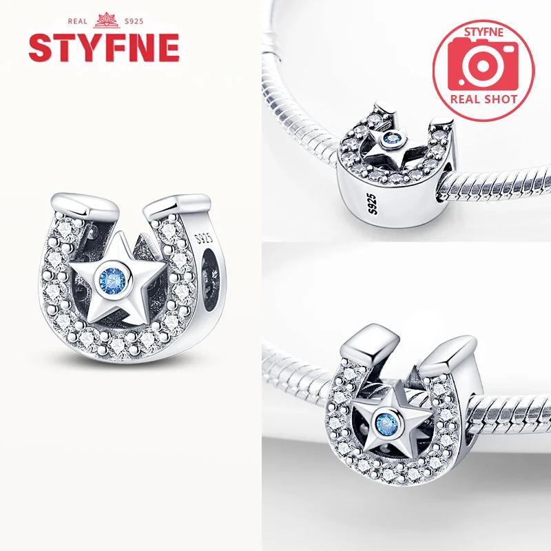 Silver S925 Lucky Charms Colorful Four-leaf Clover Horseshoe Beads Fit Original Bracelets for Women Party Fine Gifts DIY