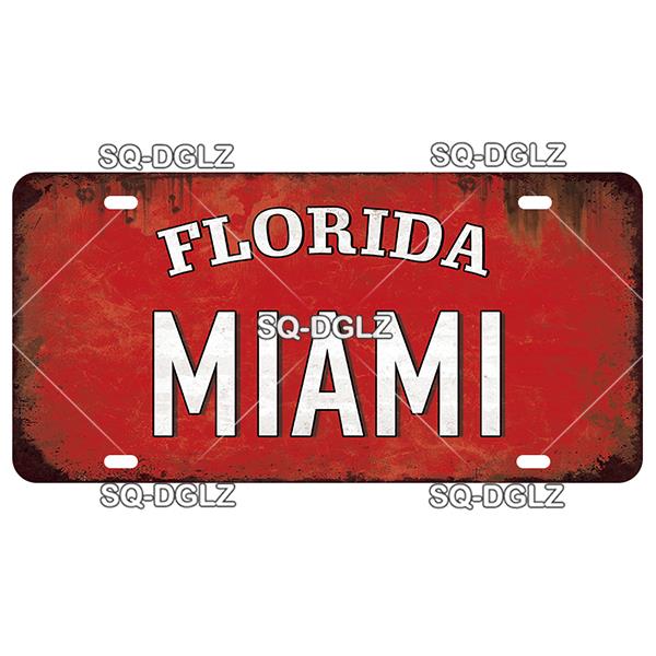 USA EAST City BOSTON MIAMI 15x30CM Plate Sports Tin Sign State Wall Decoration Metal Sign Home Decor Painting Plaques Art Poster