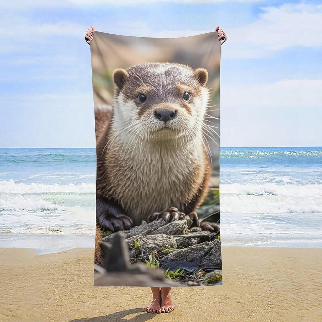 Cute Lutra pattern Beach Towel for Family stuff friend Gift Quick-Dry Sand free For Bath Yoga Tourism Beach Camping Swimming GYM