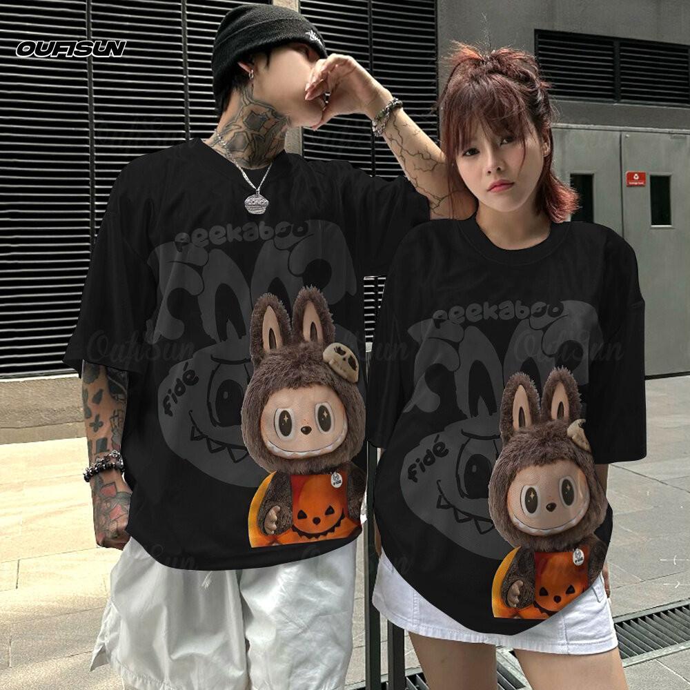 Labubu   Women's T-shirt Cartoon Labubu Jersey Oversized Tops Couple Korean Trendy Tops Tees