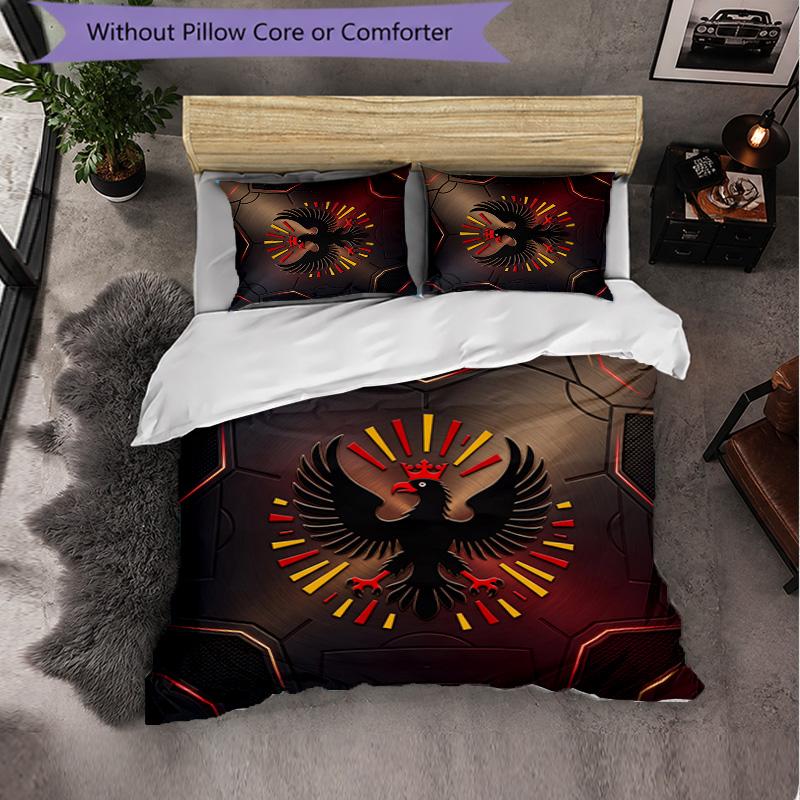 Belgium Football Pattern 3 Pieces Bedding Set Soft Microfiber Duvet Cover with Pillow Cases for Bedroom