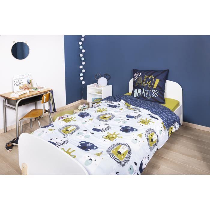 Housse De Couette - Zanimaux - Qualité Supérieure - 100% Coton - 140x200cm - Imprimé Recto/verso