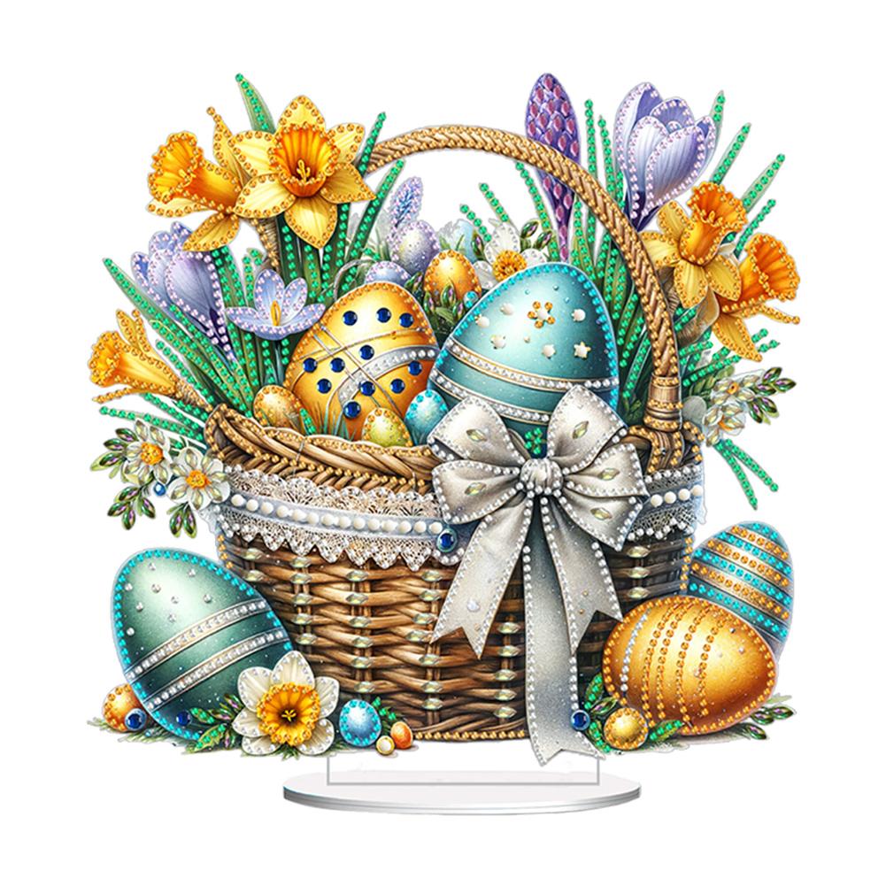 2D Flat Easter DIY Diamond Painting Desktop Ornaments Kit Special Shape Diamond Painting Desktop Decorations for Adults Beginner