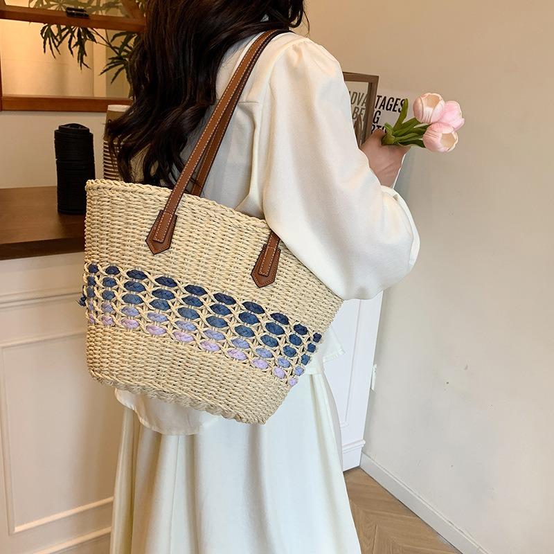 Straw Bag High-end Woven Bag Women's Large-capacity New Beach Underarm Vegetable Basket Commuter Tote Bag