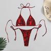 Costume da bagno due pezzi da donna con stampa sexy in pelle di serpente e sgambata alta