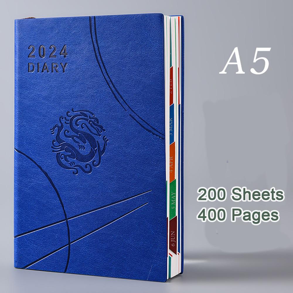 (Logo Can Be Engraved) A5 Leather Business Schedule, 365-day Daily Planner, Study Plan, Time Management Manual, Ledger, Notepad