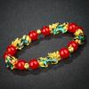 Vietnamese Sand Gold Pixiu Bracelet with Imitation Hetian Jade & Green Agate Beads, Women's Discoloring Stone, TikTok Style.