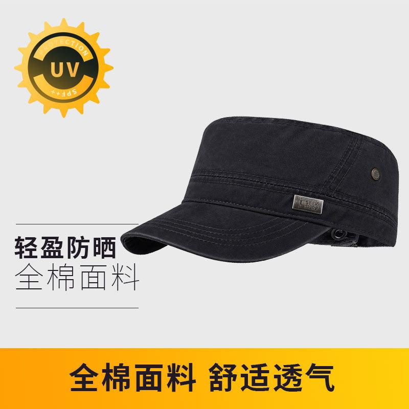 Summer flat top cotton hat men's green casual mountaineering hat tide shading group buying 22 new models