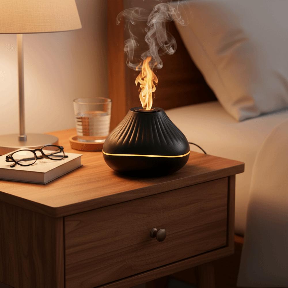 Simulation Flame Volcanic Aroma Diffuser 160ml Capacity Essential Oil Diffuser for Home