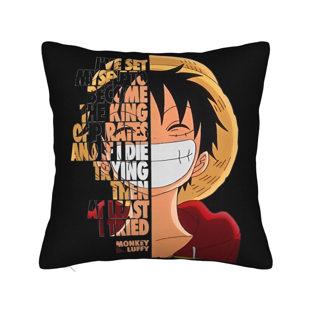 Luffy Anime  Skull Square Pillow Case  Cushion Cover Funny Zipper Decorative Pillowcover for Sofa Cm