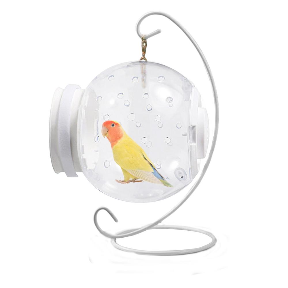 

Round Bird Travel Cage Acrylic Bird Feeder Hang Birdcage Classic Bird Carrier Clear Crystal Palace Round Cage For Small