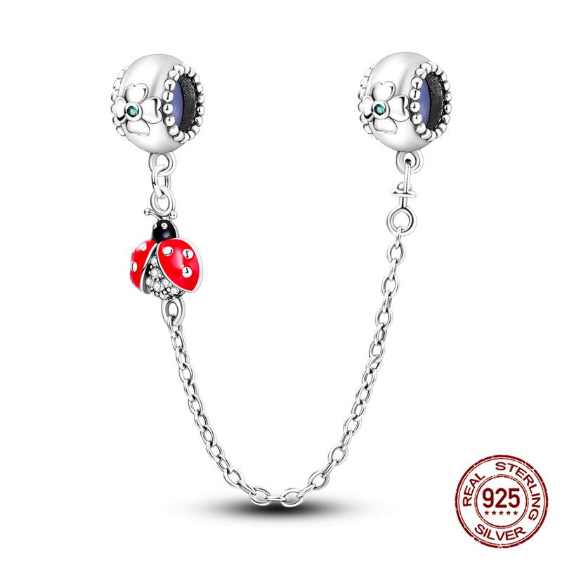 Original 100% 925 Silver Star Moon Safety Chain Fit 925 Original Bracelet & 3mm Bracelet DIY Jewelry Making Women Gift