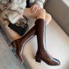 Boots fat mm thick legs 2025 big tube circumference v mouth long boots women thick heel thin brown knight boots