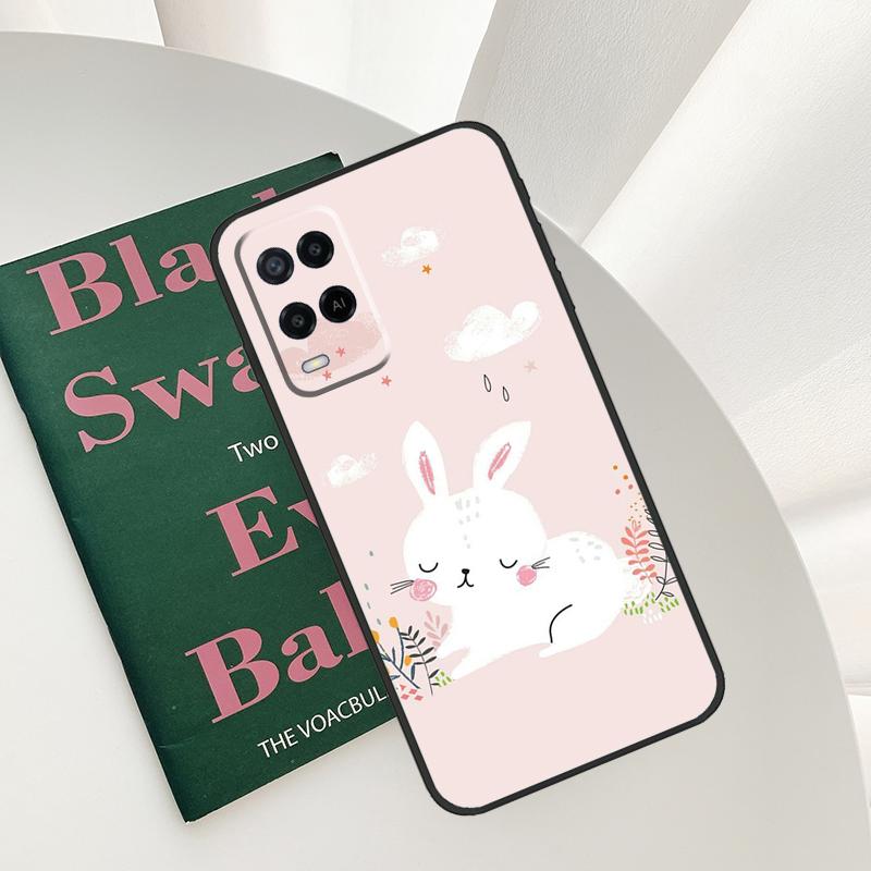Cartoon Rabbit Bunny Case For Oppo A52 A72 A76 A96 A54 A74 A94 A54S A57S A58 A78 A98 A57 A77 A15 A16 A17 Cover