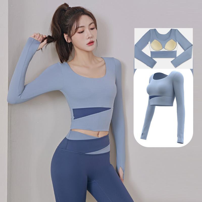 Långärmade yogaskjortor Sport Top Fitness Yoga Toppar Gym Top Sportkläder för kvinnor Gym Tops Body Shaper Running Tee Shirts