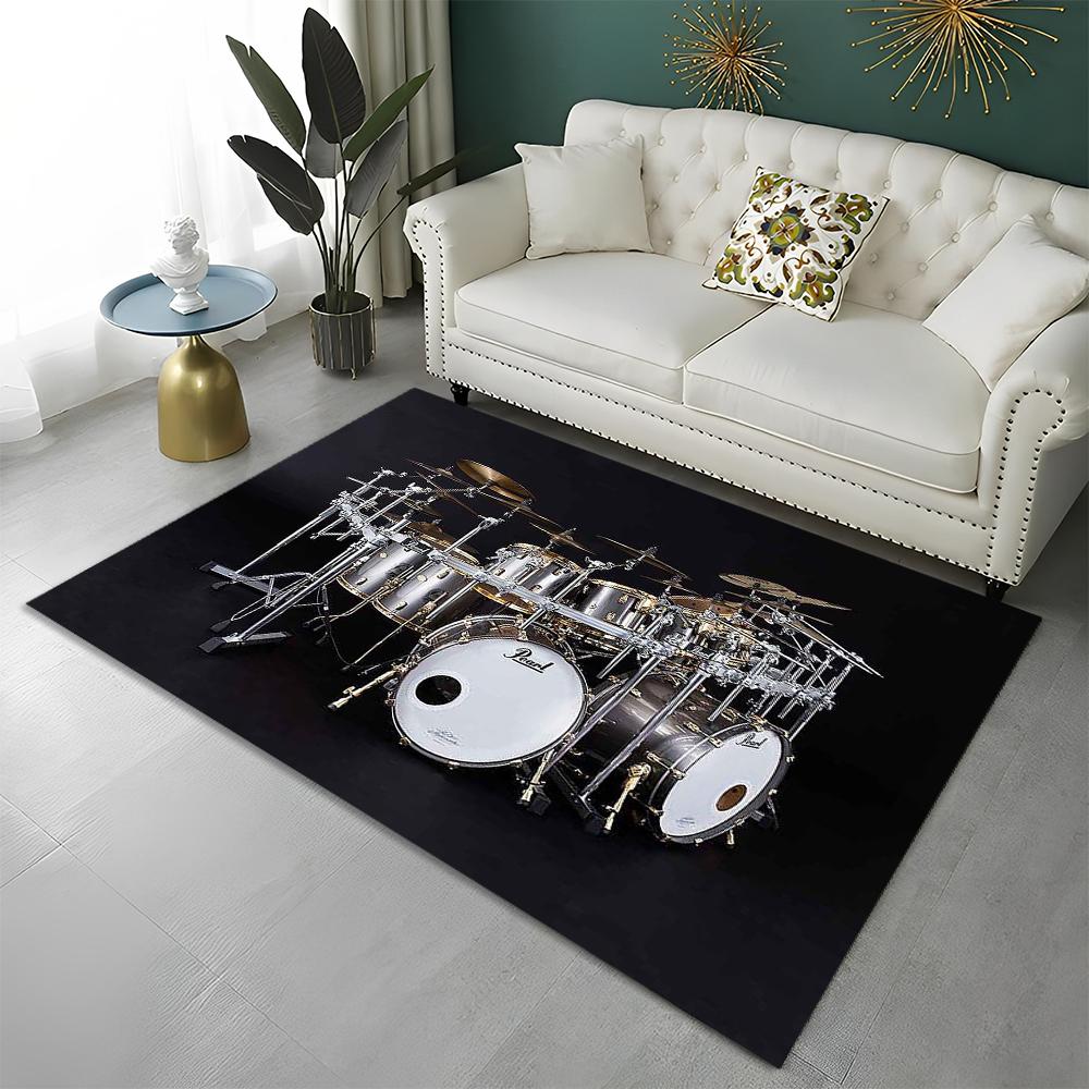 Music Instruments Drum Kit  Drum Set Carpet Rug for Home Living Room Bedroom Sofa Doormat Decor,kids Area Rug Non-slip Floor Mat