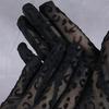 1 Paio Guanti da Sposa Trasparenti in Pizzo Sottile Stampa Leopardo Traforati Decorati Arricciati Vintage Traspiranti Guanti da Ballo per Appuntamenti