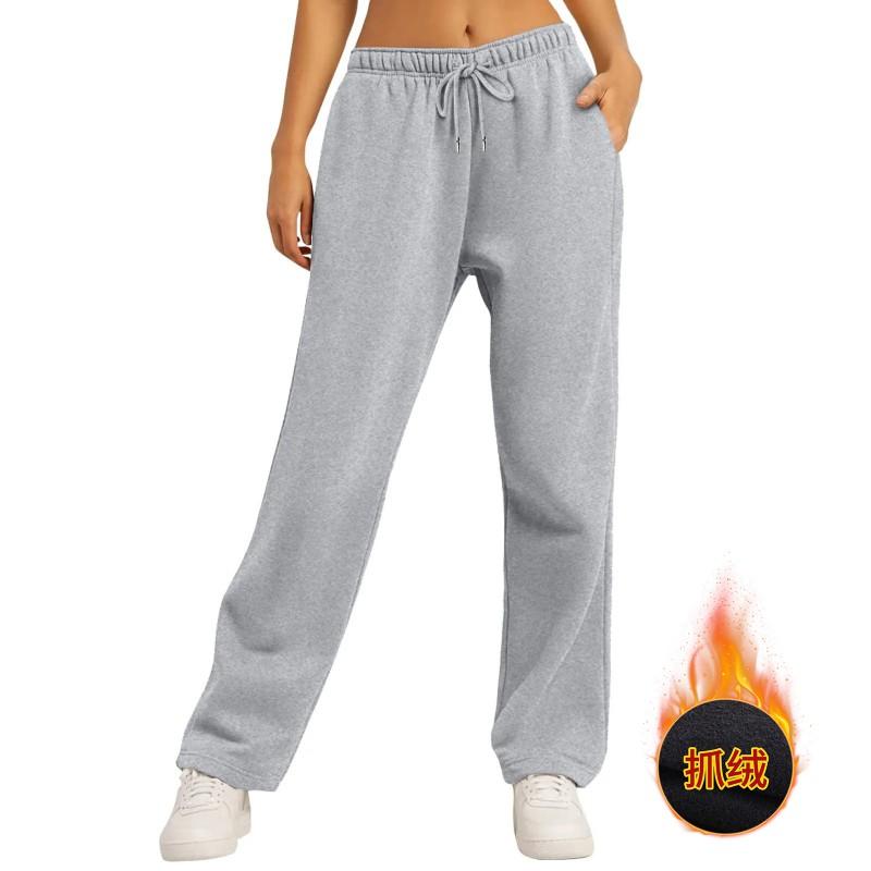 Womens Soft Fleece Lined Loose Fit Joggers High Waist Straight Leg Sweatpants Casual Wear
