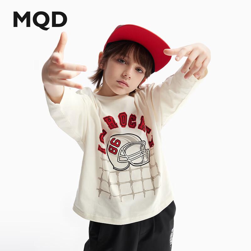 MQD Boys Cartoon Watermark Long Sleeve T-shirt 120cm грязно-белый