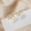 Sweet Diamond-Encrusted Bow Pendant Pearl Stud Earrings, Simple And Light Luxury Temperament Commuter Stud Earrings Earrings