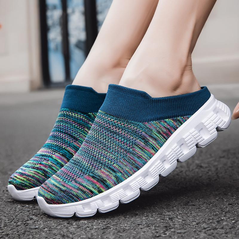 Baotou half slippers new outer wear maternity shoes soft sole large size cotton slippers knitted office
