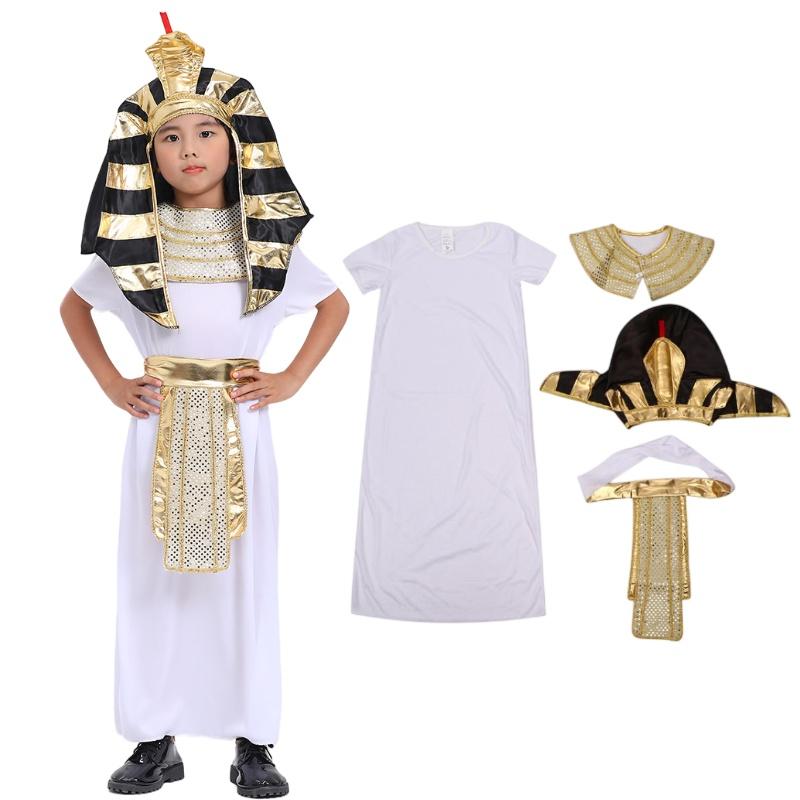 Child Pharaoh Cosplay Costume Ancient Egyptian King Outfit Halloween Props Party