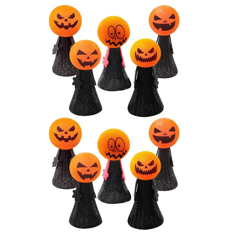 

10pc Funny Halloween Finger Puppet Gift Pumpkins Jumping Doll Toy for Kids Birthday Party Decor Goodie Bag Fillers Decor M