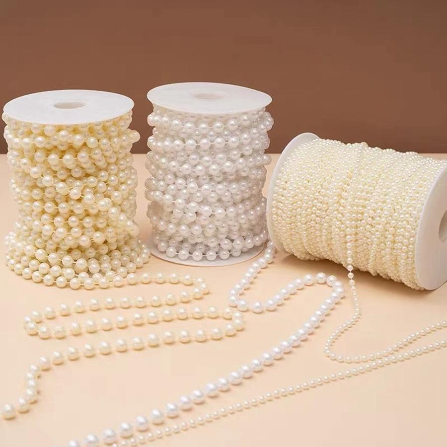 1/2pcs Circular String Plastic Pearl Chain Connecting Beads DIY Decor Handmade Sewing Accessories for Indoor Wedding Party XJM