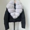 Womens Short Down Coat With Real Fox Fur Collar Lightweight Warm Winter Jacket Urban Commute Casual Wear