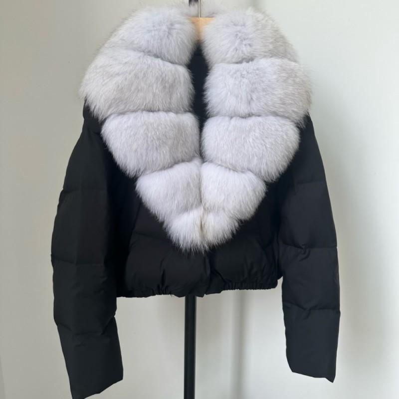 Womens Short Down Coat With Real Fox Fur Collar Lightweight Warm Winter Jacket Urban Commute Casual Wear