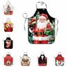 Snowman Christmas Santa Claus Apron Xmas Tree Reindeer Waist Apron Waterproof Stain-Resistant Cooking Apron Restaurant