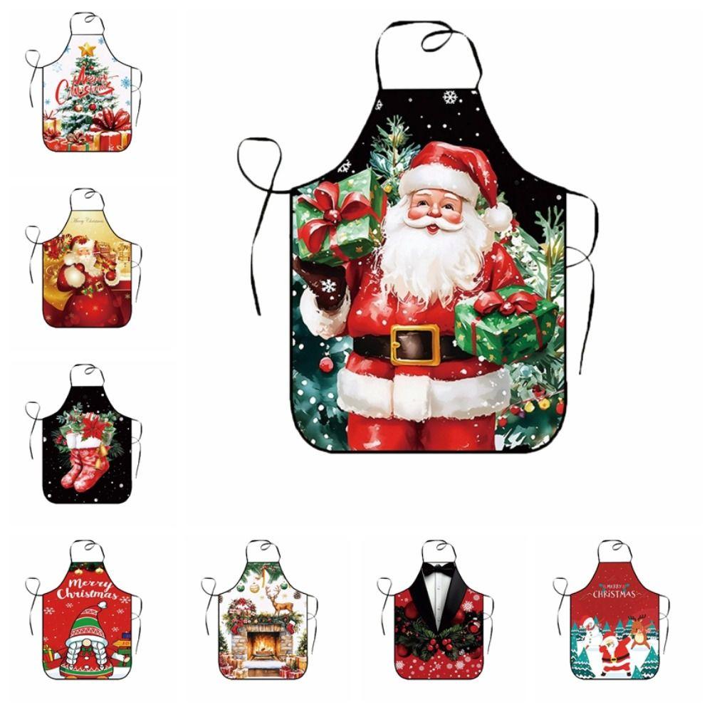 Snowman Christmas Santa Claus Apron Xmas Tree Reindeer Waist Apron Waterproof Stain-Resistant Cooking Apron Restaurant