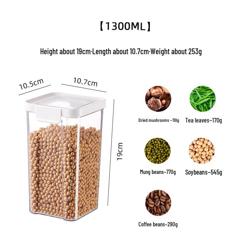Transparent Airtight Food Storage Jar for Grains & Cereals - Sealed Fresh-Keeping Container with Lid
