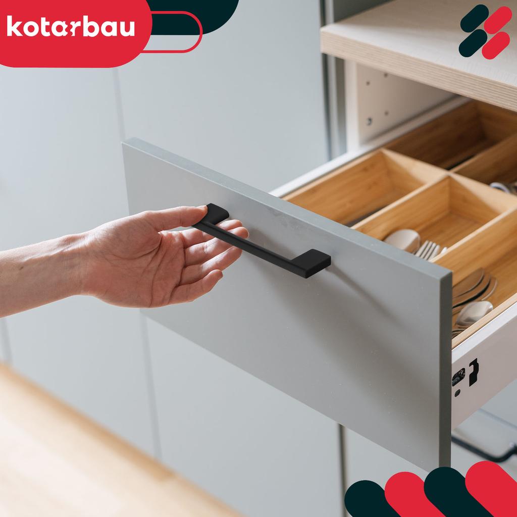 Kotarbau® Kitchen Furniture Handle Classic Modern Oblong Long Matte Black 190 Mm Spacing 160 Mm Set Of 2
