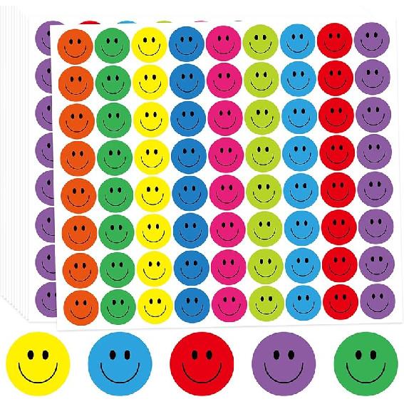 1800Pcs Star Stickers, 1 Inch Happy Smile Face Stickers Colorful Mini Incentive Reward Sticker Round Behavior Chart Sticker for Shcool Classroom