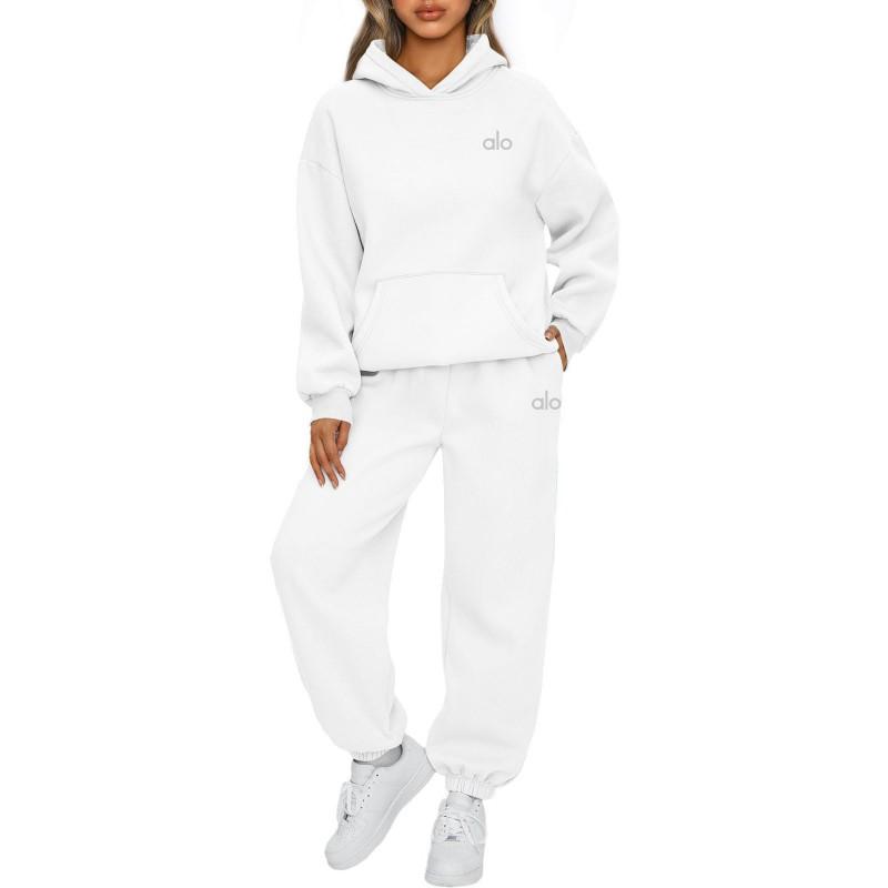 Womens Hooded Sweatshirt Pants Set Casual Streetwear Outfit Long Sleeve Winter Ensemble