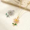 2 Pcs Brass Pendants Gold Plated Daisy Flower Multicolor Rhinestone Charms For DIY Necklace Jewelry Making Finding 3.2cm x 1.6cm